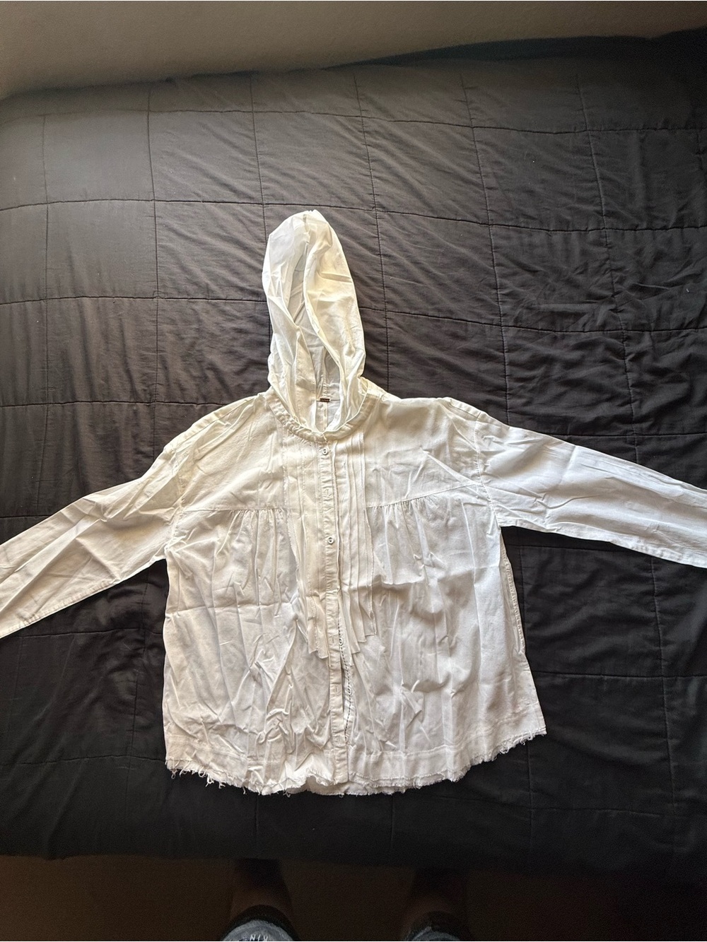 Free People White Hooded Button-Front Peasant Top - Picture 4 of 6
